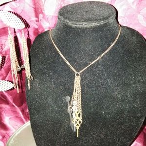 Watch hand necklace with matching earrings
